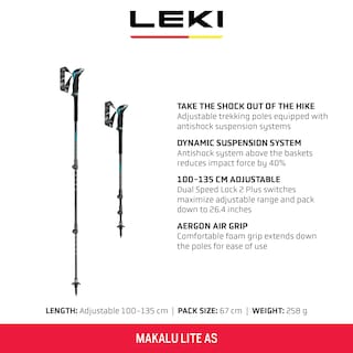 Foto 2 | Bastones De Senderismo Leki Makalu Lite As De Aluminio 100-135 Cm - Negro - Venta Internacional.