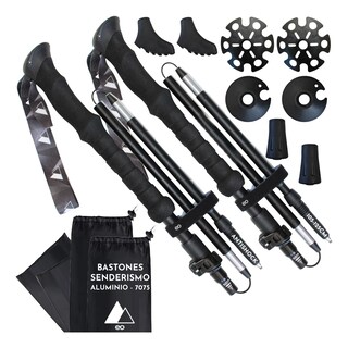 Foto 2 | Bastones Senderismo Ajustables Aluminio Plegables, Mango Eva 2 Pzas. Eo Safe Imports Esi-18950 Negro