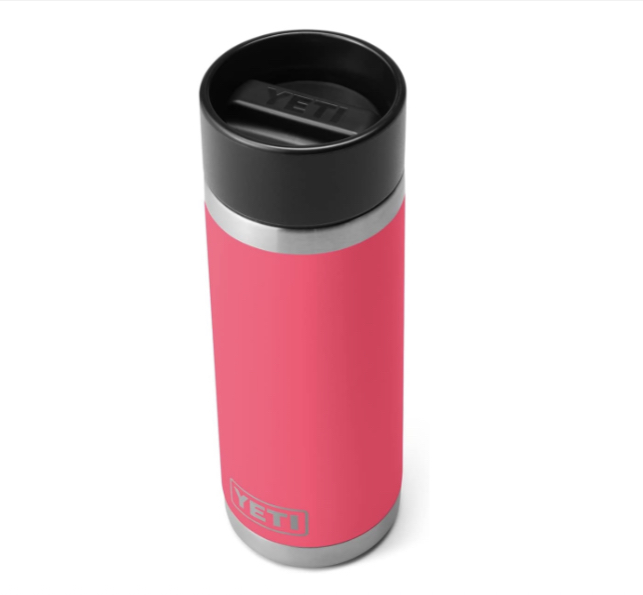 YETI Rambler - Botella de acero inoxidable de 18 onzas, aislada al aspiradora, con tapa de chupito caliente, rosa Bimini