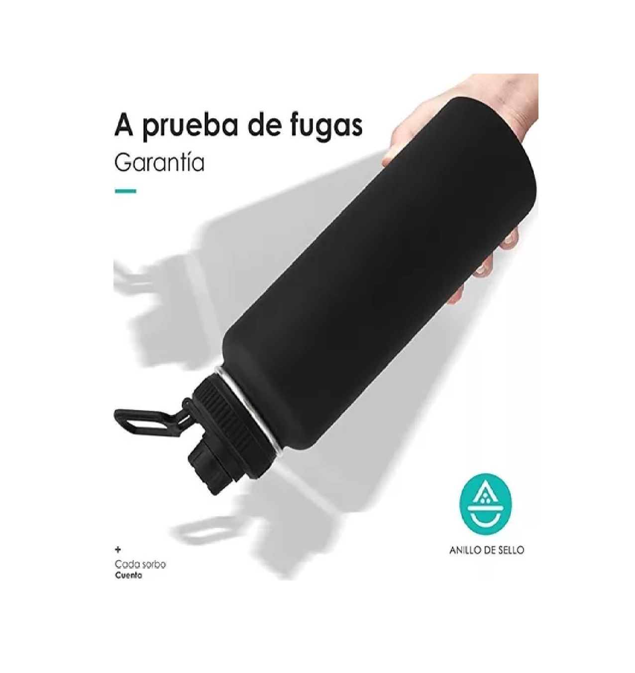 Foto 3 | Botella para Agua Acero Inoxidable 950 ml color Negro