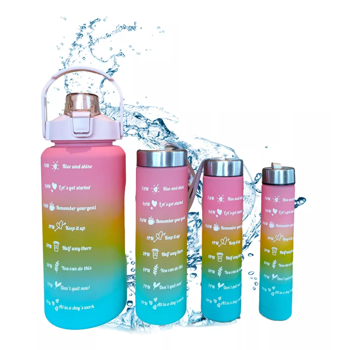 Botella De Agua Gran Capacidad Botella Deportiva 4pcs  Eo Safe Imports Esi-14242 Multicolor