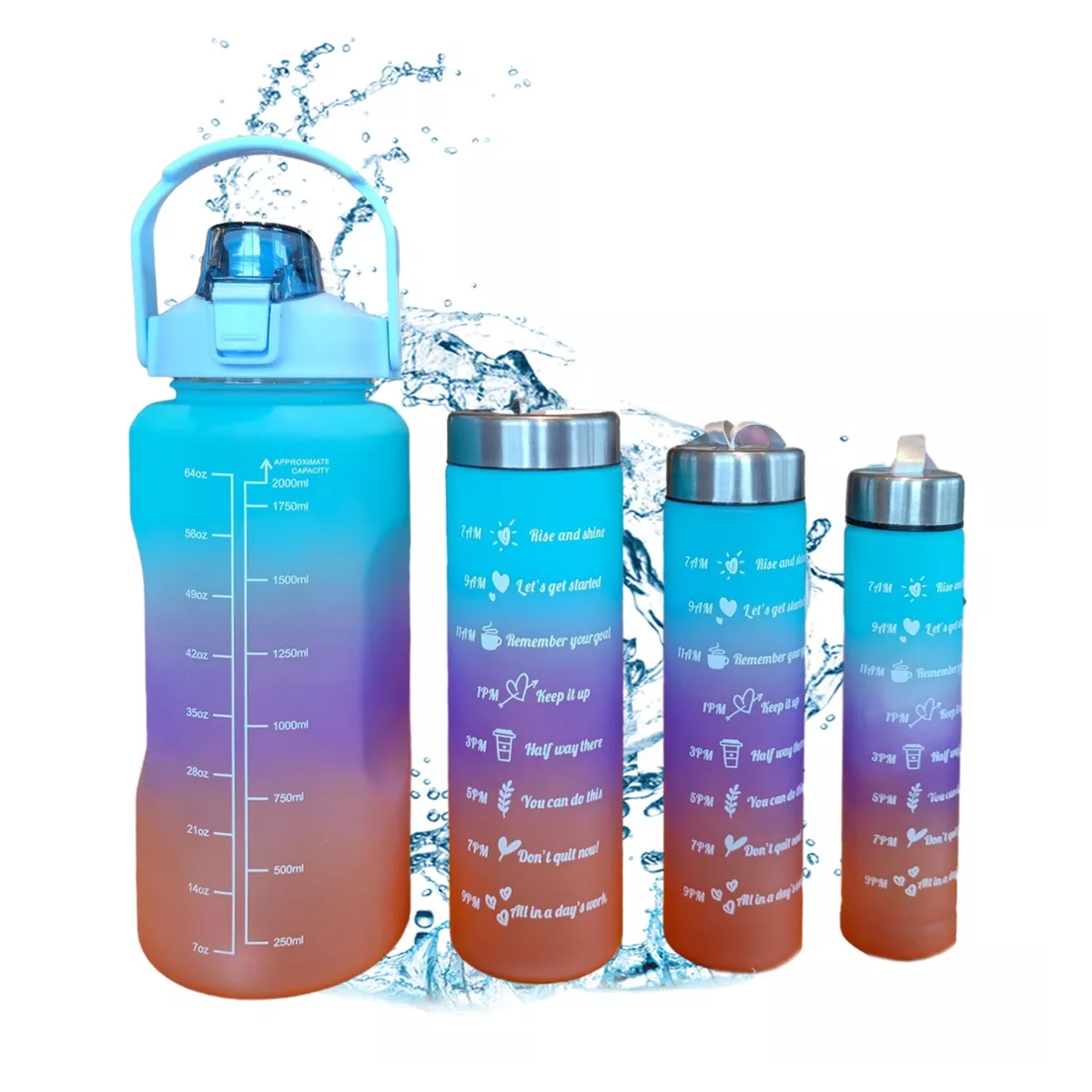 Botella De Agua Gran Capacidad Botella Deportiva 4pcs Eo Safe Imports Esi-14240 Multicolor