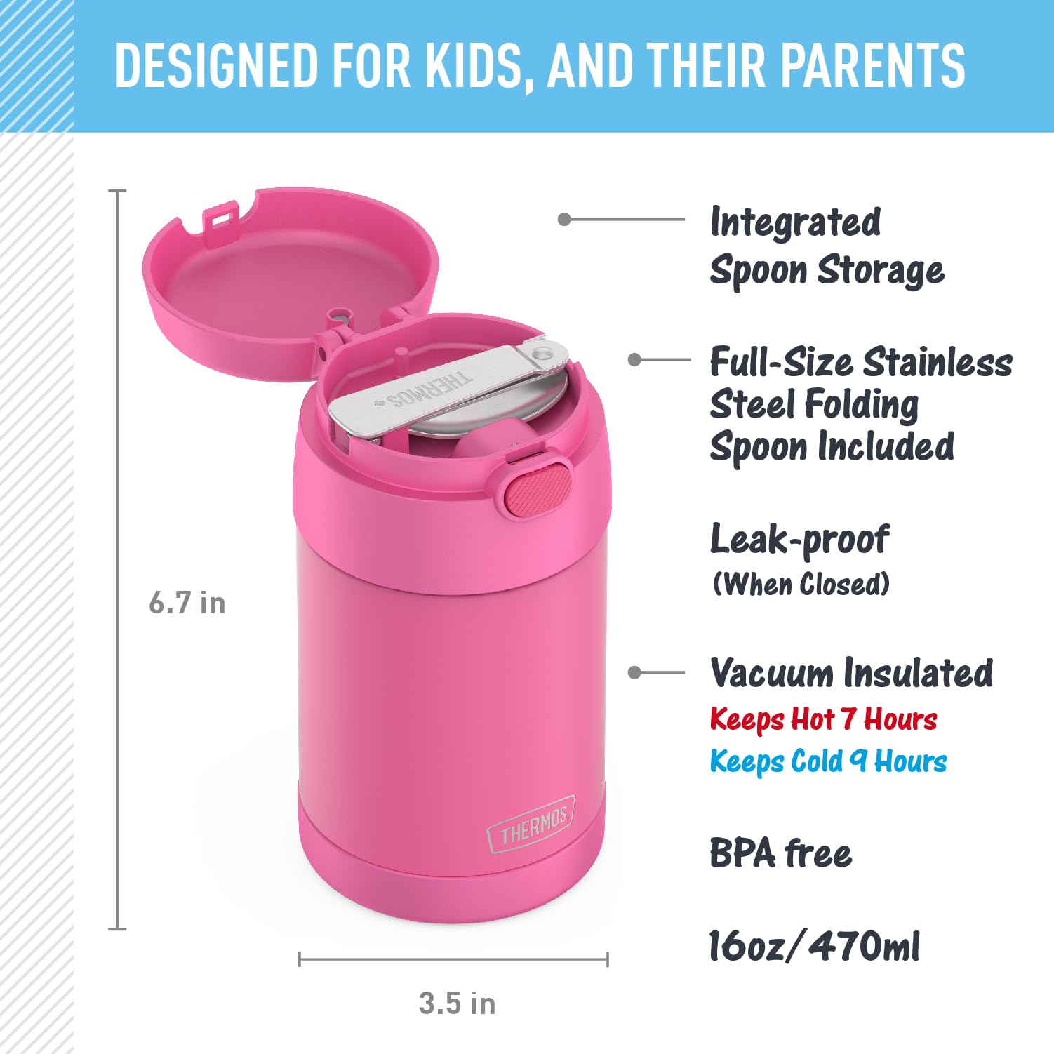 Foto 3 pulgar | Tarro De Comida Thermos Funtainer De Acero Inoxidable, 473 Ml, Rosa Neón - Venta Internacional.