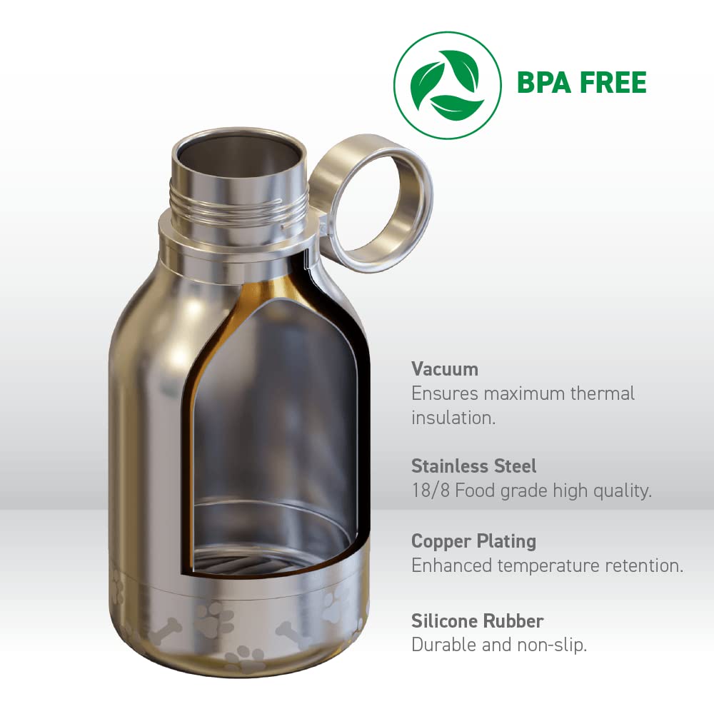 Foto 6 | Botella De Viaje Aislante Con Cuenco Para Perros, 1 Litro, Para Humanos Y Perros - Venta Internacional.
