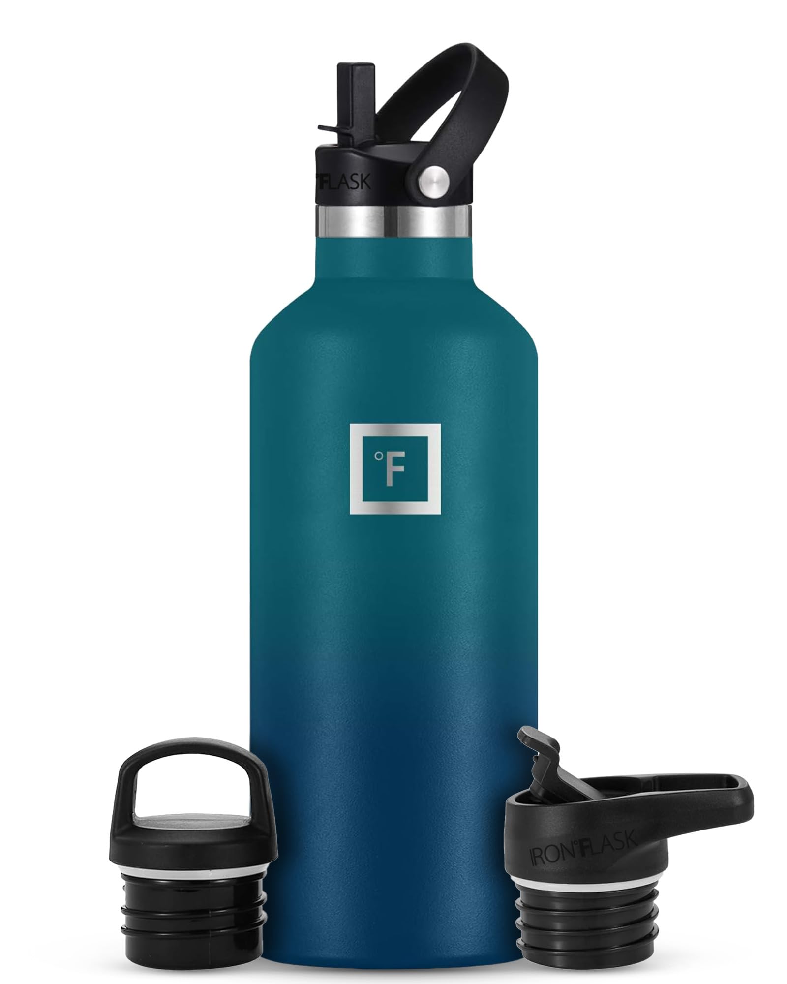 Botella De Agua Iron °flask Camping 960 Ml Con 3 Tapas De Acero Inoxidable - Venta Internacional.