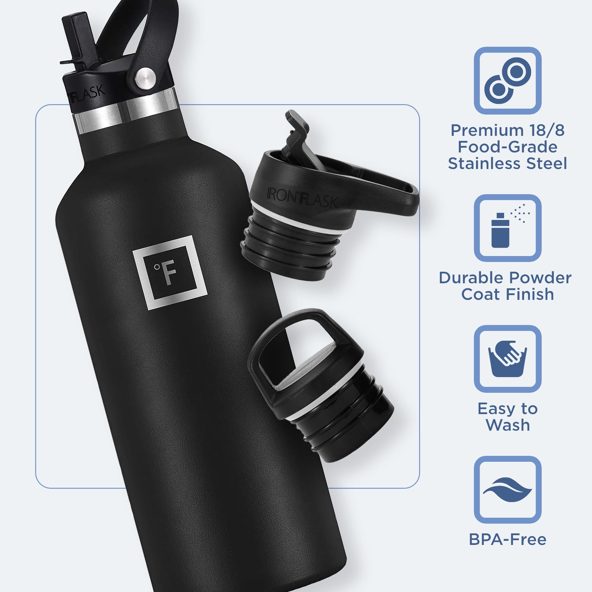 Foto 6 pulgar | Botella De Agua Iron °flask Camping 960 Ml Con 3 Tapas De Acero Inoxidable - Venta Internacional.
