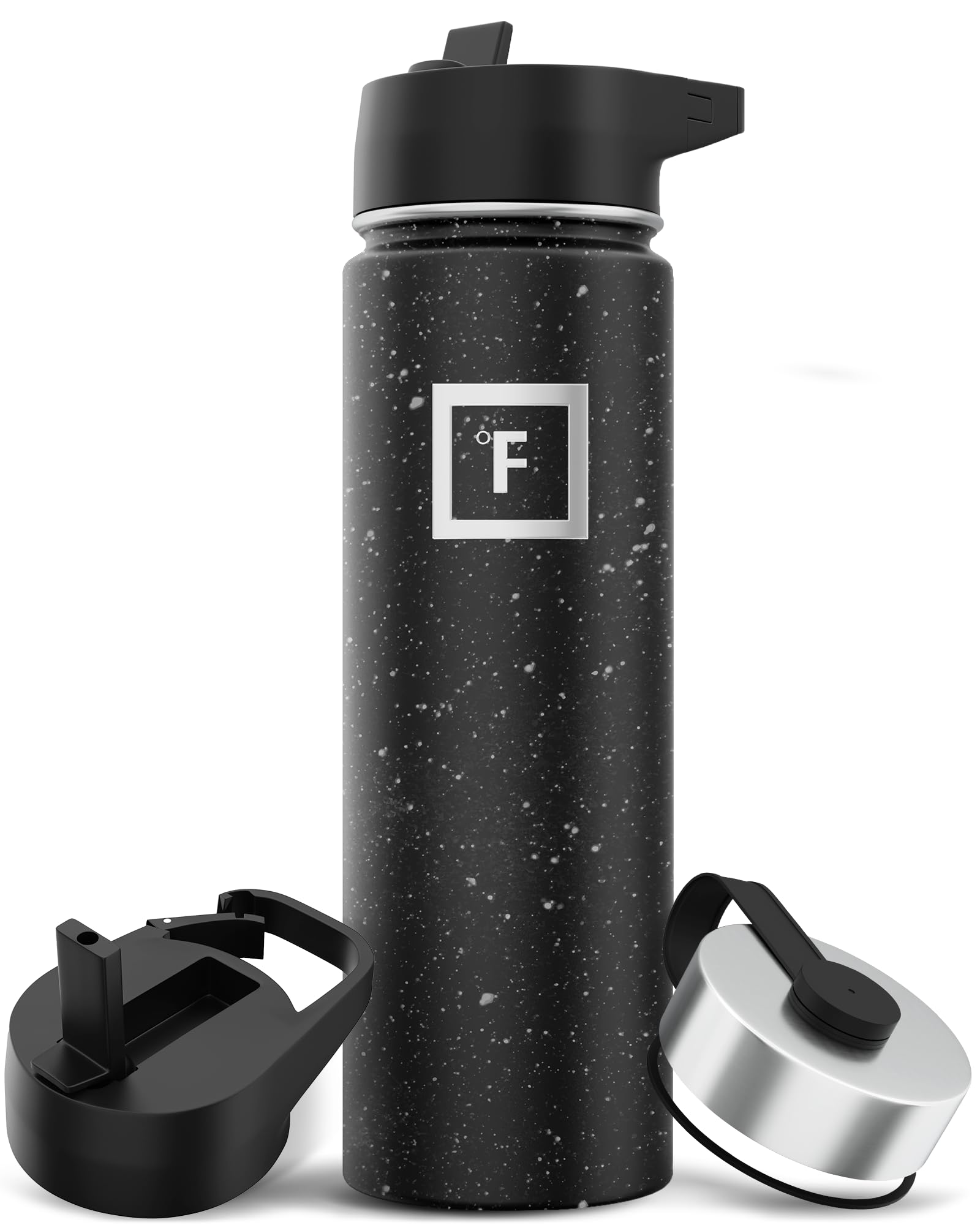 Botella De Agua Iron °flask Para Acampar Y Senderismo, 650 Ml, Color Negro Moteado - Venta Internacional.