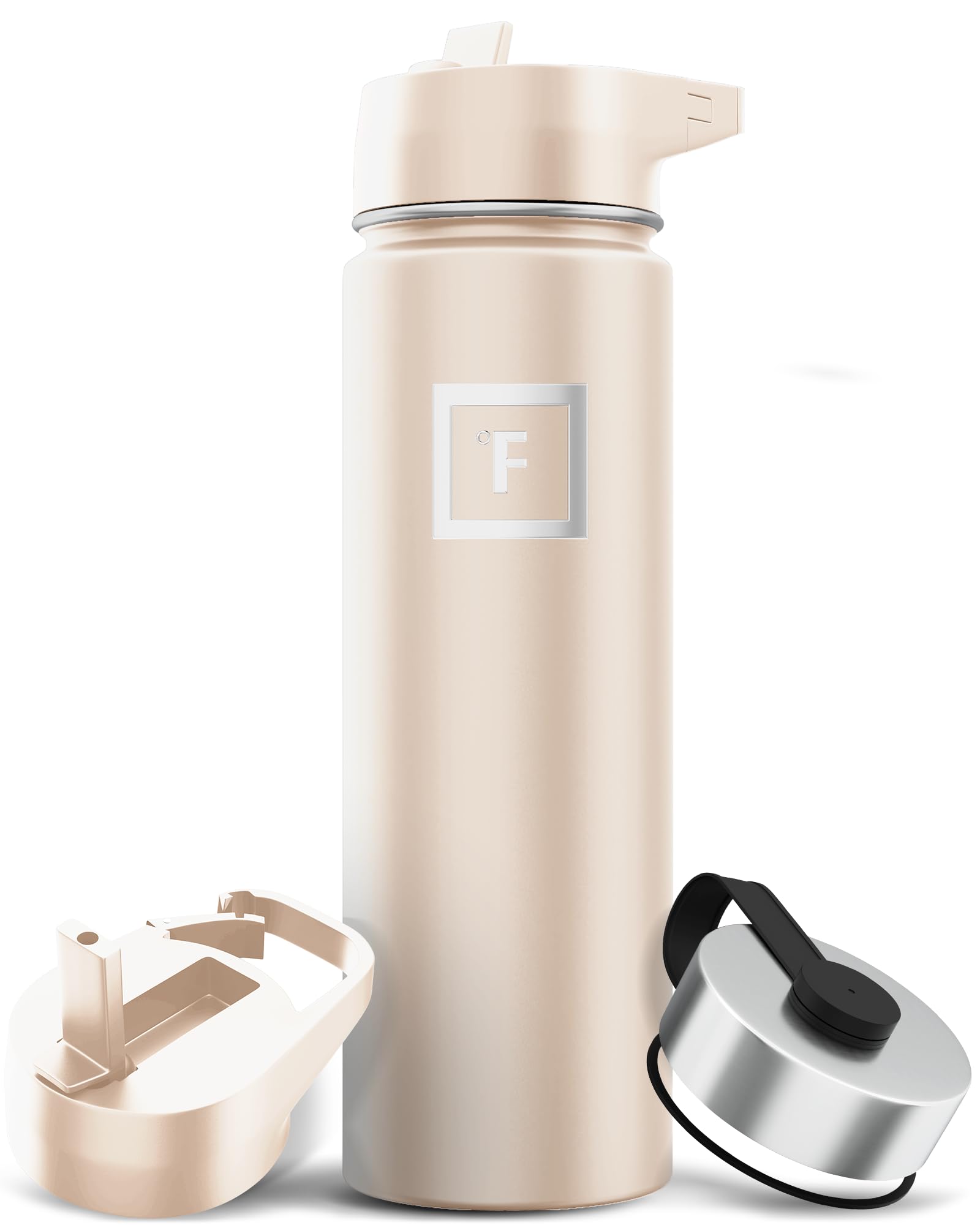 Botella De Agua Iron °flask Para Acampar Y Hacer Senderismo, 650 Ml, Arena Con 3 Tapas - Venta Internacional.