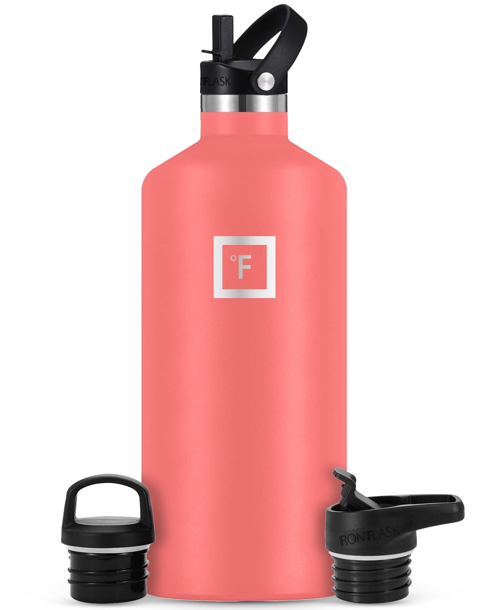 Botella De Agua Iron °flask Para Acampar Y Senderismo, 1,9 L Con 3 Tapas, Color Melocotón - Venta Internacional.