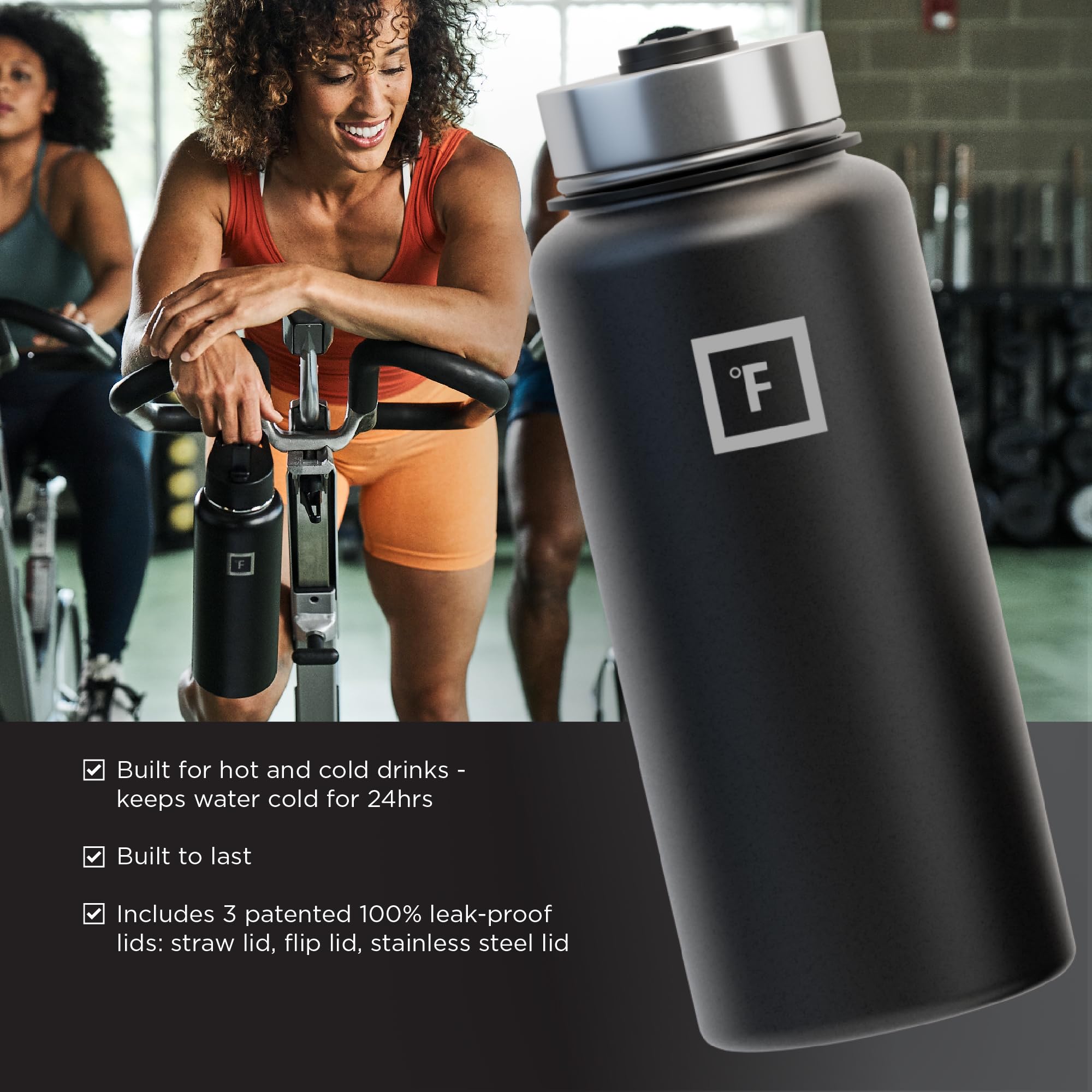 Foto 3 pulgar | Botella De Agua Iron °flask Para Acampar Y Senderismo, 960 Ml, Color Negro Medianoche - Venta Internacional.