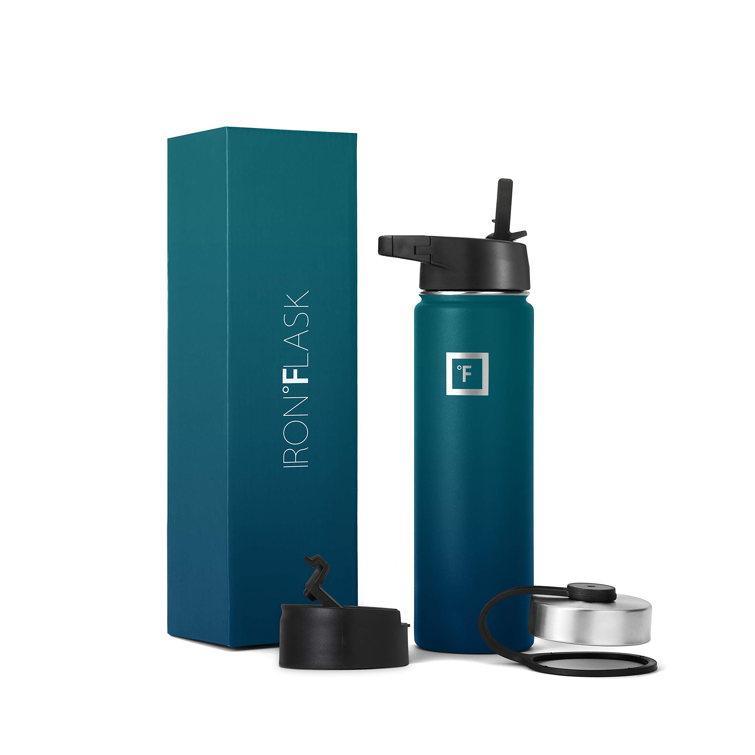 Botella De Agua Iron °flask Para Acampar Y Senderismo, 650 Ml, Con 3 Tapas - Venta Internacional.