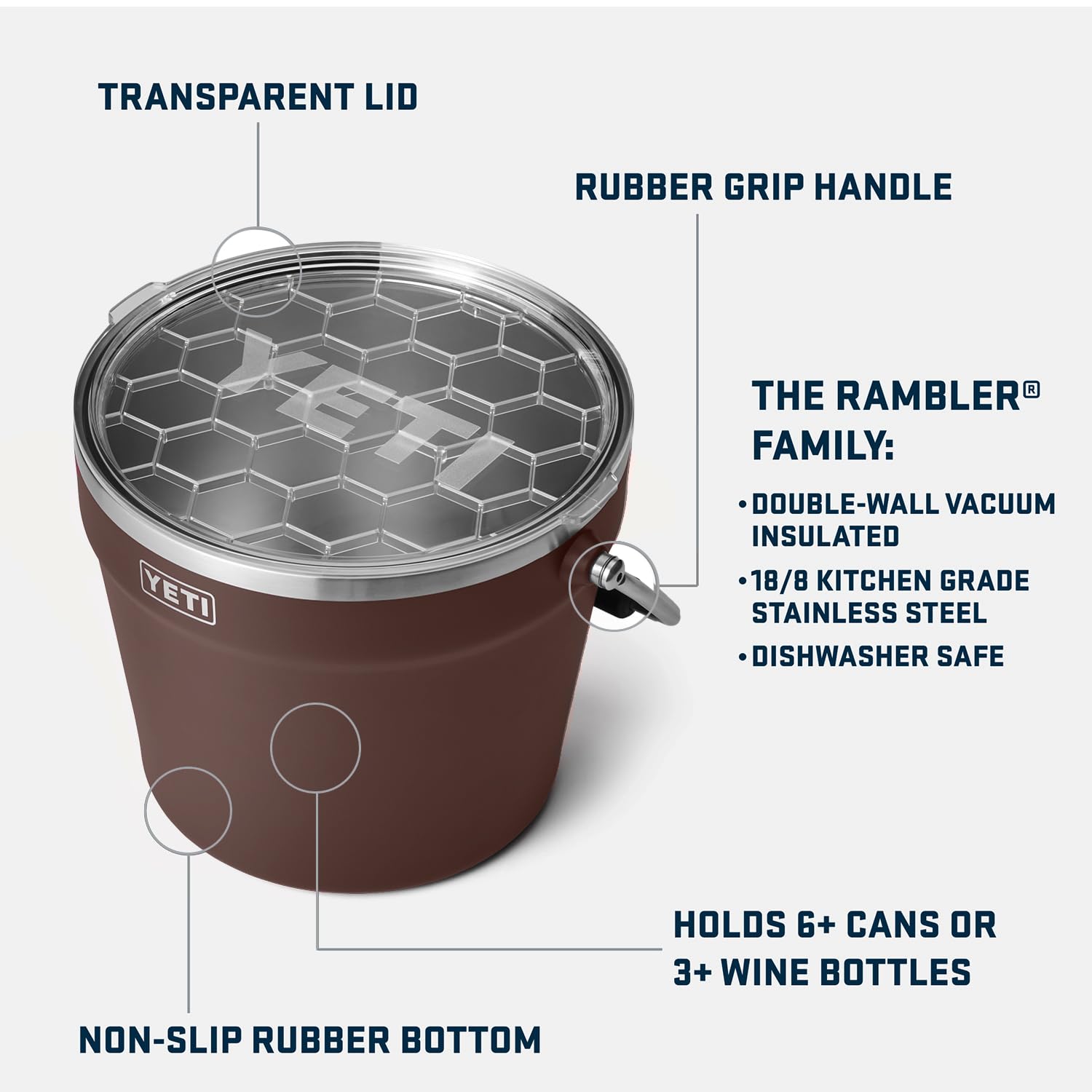 Foto 3 pulgar | Cubo Para Bebidas Yeti Rambler Wetlands Brown De Acero Inoxidable 18/8 - Venta Internacional.