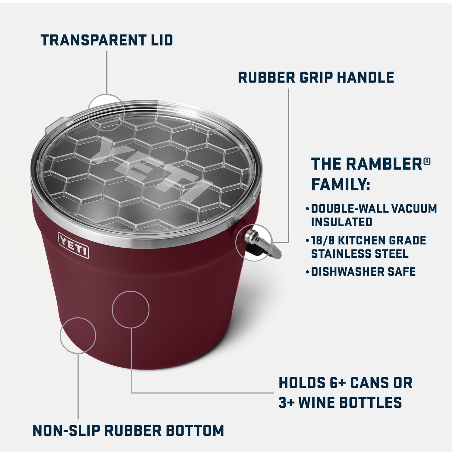 Foto 3 pulgar | Cubo Para Bebidas Yeti Rambler Wild Vine Red 18/8 De Acero Inoxidable - Venta Internacional.