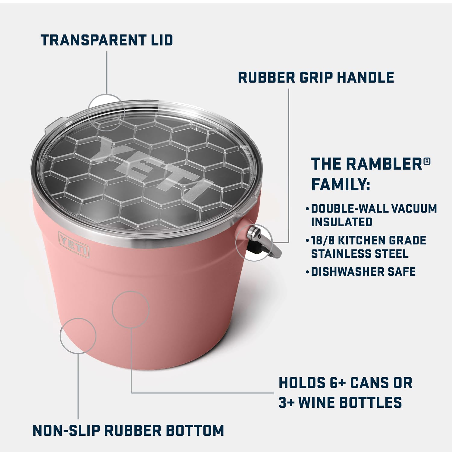 Foto 2 | Cubo Para Bebidas Yeti Rambler Sandstone Pink 18/8 De Acero Inoxidable - Venta Internacional.
