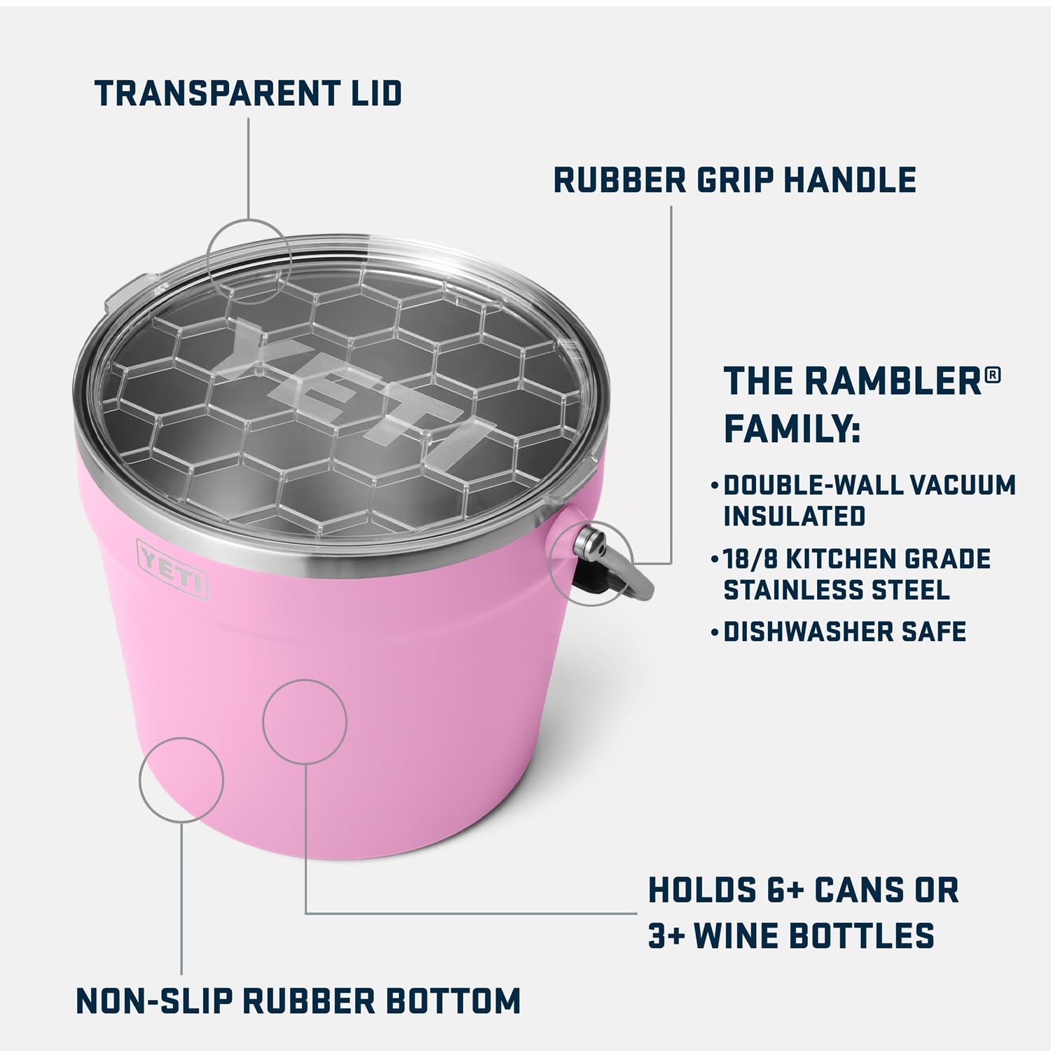 Foto 3 pulgar | Cubo Para Bebidas Yeti Rambler Power Pink De Acero Inoxidable 18/8 - Venta Internacional.