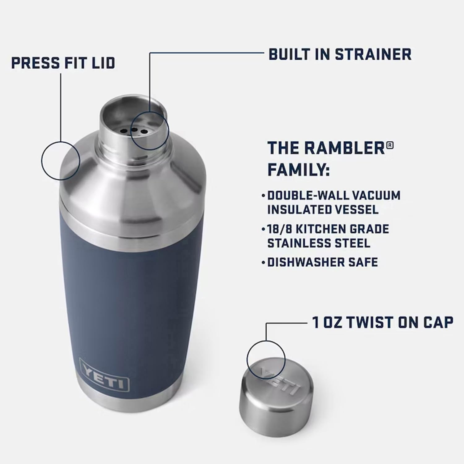 Foto 3 pulgar | Coctelera Yeti Rambler De Acero Inoxidable Con Aislamiento Al Vacío De 590 Ml - Venta Internacional.