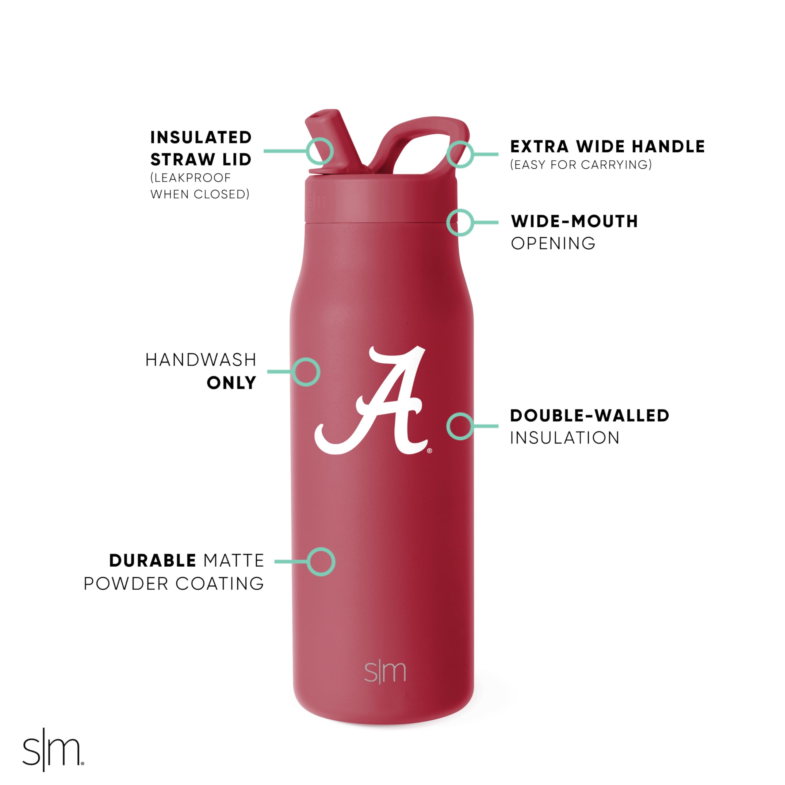Foto 4 pulgar | Botella De Agua Simple Modern Alabama Crimson Tide 500 Ml - Venta Internacional.