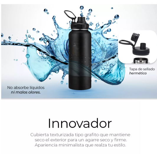 Foto 4 pulgar | Botella Térmica Doble Pared Termo De Acero Inoxidable 940ml Color Negro