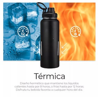 Foto 4 | Botella Térmica Doble Pared Termo De Acero Inoxidable 940ml Color Negro