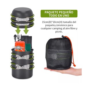 Foto 2 | Kit de Camping Estufa con Juego de Utensilios 13 Piezas Eo Safe Imports Esi-12790 Multicolor