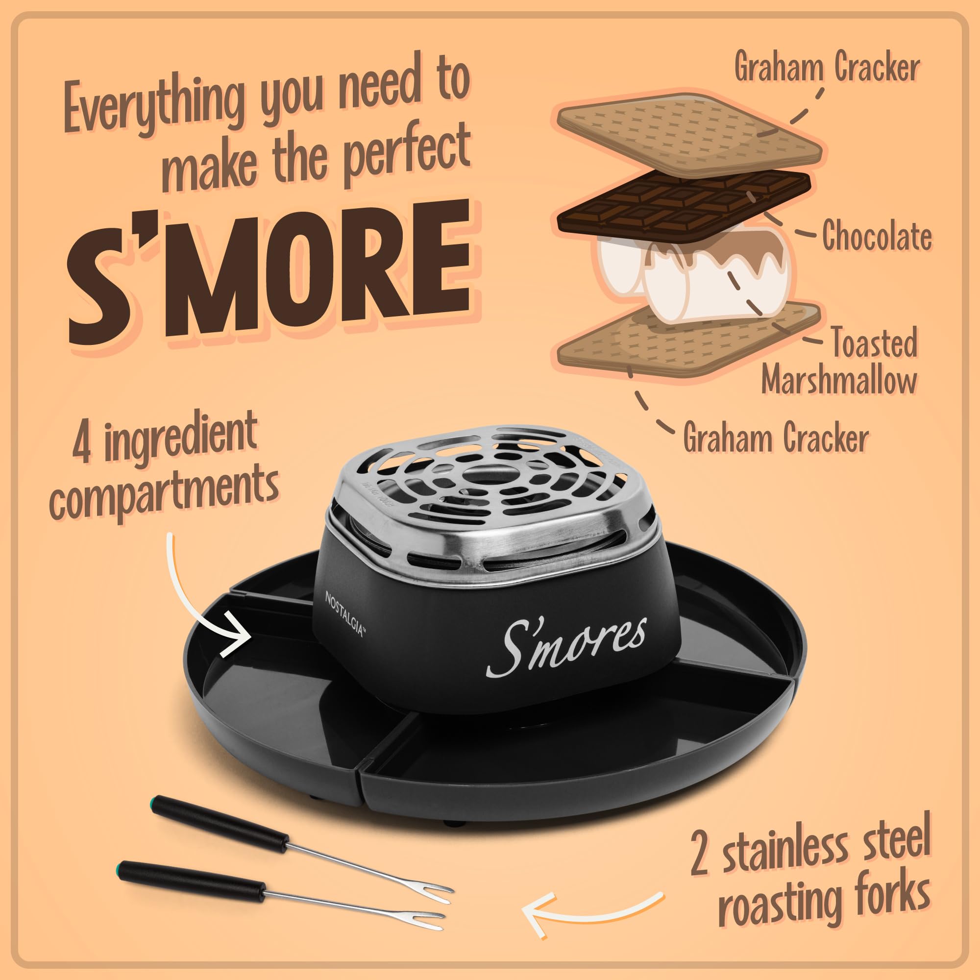 Foto 5 pulgar | Mesa Eléctrica S'mores Maker Nostalgia Con Bastones Para Asar - Venta Internacional.