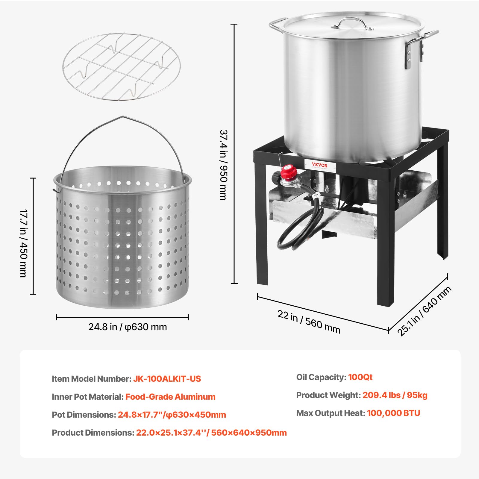 Foto 8 pulgar | Kit de Olla Vevor  100 Cuartos de Galón con Colador y Quemador - Venta Internacional