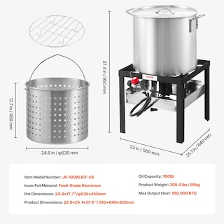 Foto 7 | Kit de Olla Vevor 100 Cuartos de Galón con Colador y Quemador - Venta Internacional