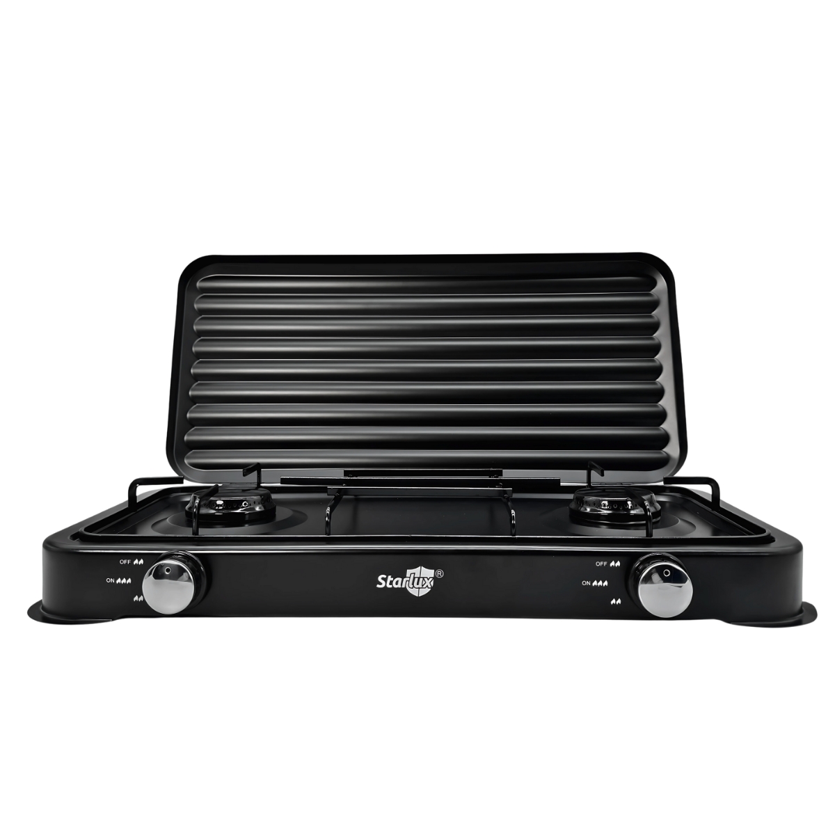 Foto 1 | Parrilla/estufa De 2 Quemadores De Gas Con Tapa Color Negro Negro Sgs-6002b