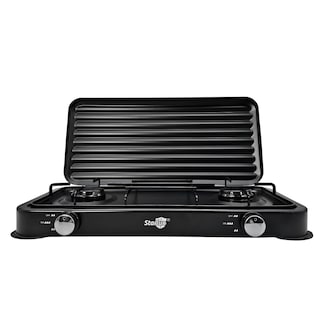 Foto 1 | Parrilla/estufa De 2 Quemadores De Gas Con Tapa Color Negro Negro Sgs-6002b