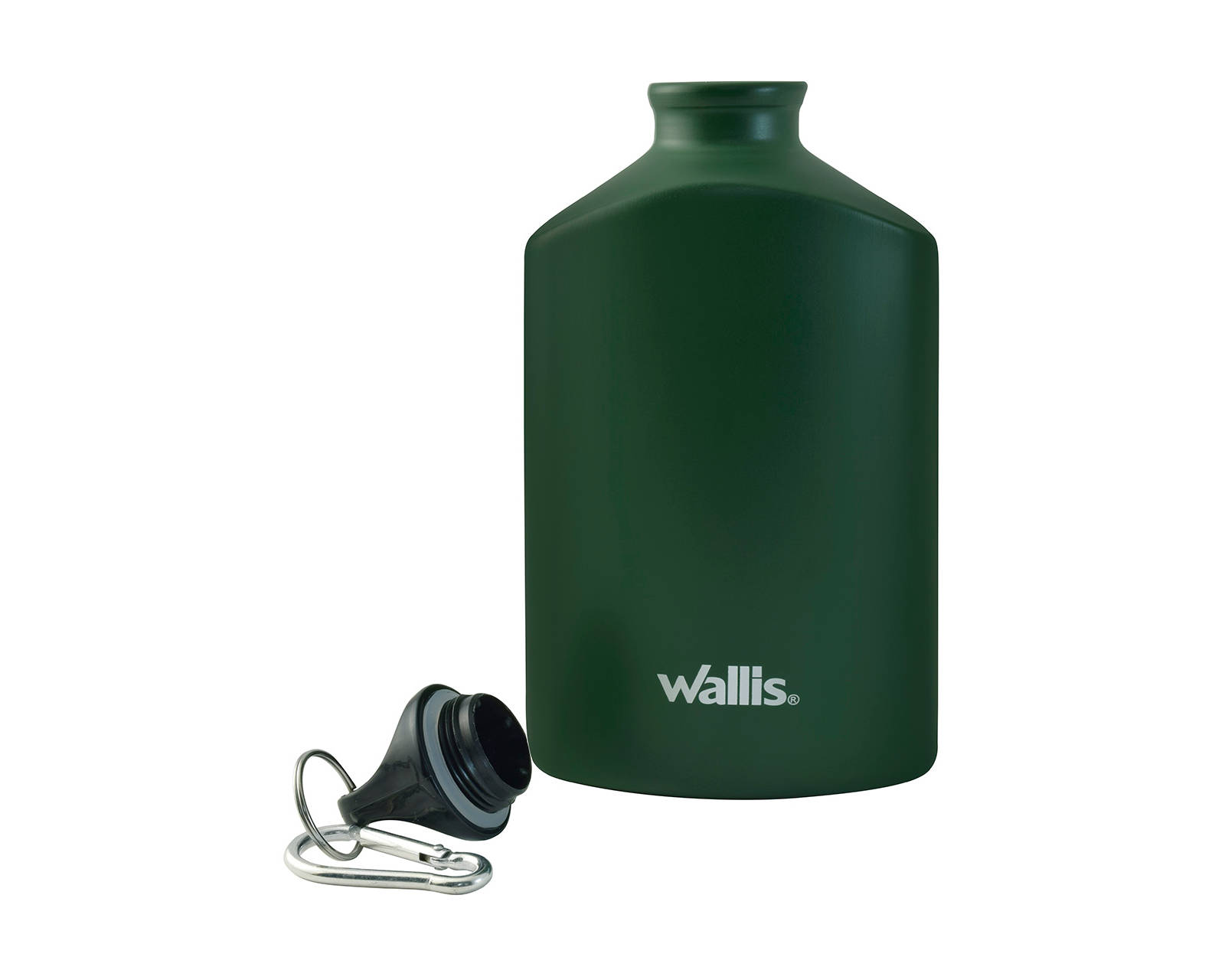 Foto 4 pulgar | Botella de Aluminio Wallis B270453 color Verde Militar Plana con Gancho y Tapa Rosca 500 ML