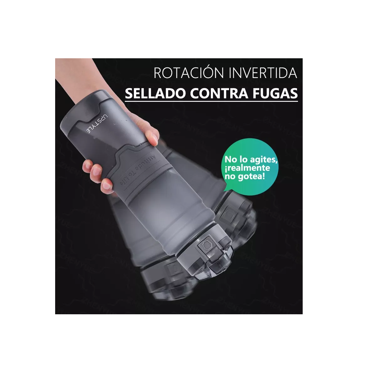 Foto 4 pulgar | Botella de Agua Antifugas 1 L Eo Safe Imports Esi-11069 Gris