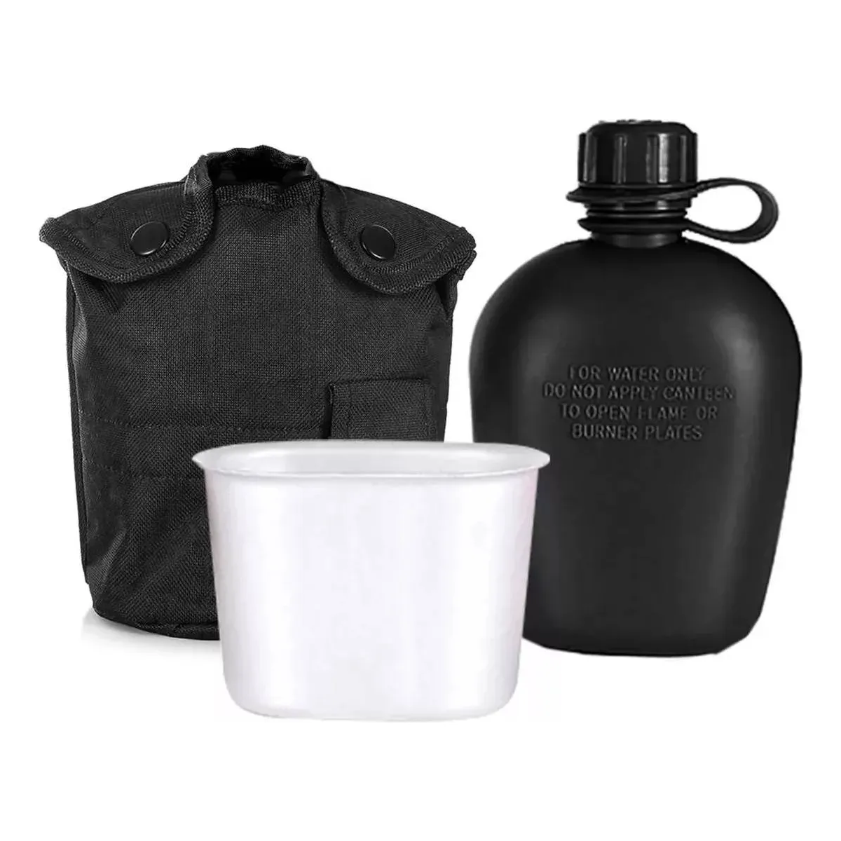 Foto 3 pulgar | Cantimplora Anfora Con Vaso Taza Aluminio Eo Safe Imports  Esi-19465 Negro