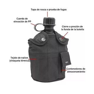 Foto 4 | Cantimplora Anfora Con Vaso Taza Aluminio Eo Safe Imports Esi-19465 Negro