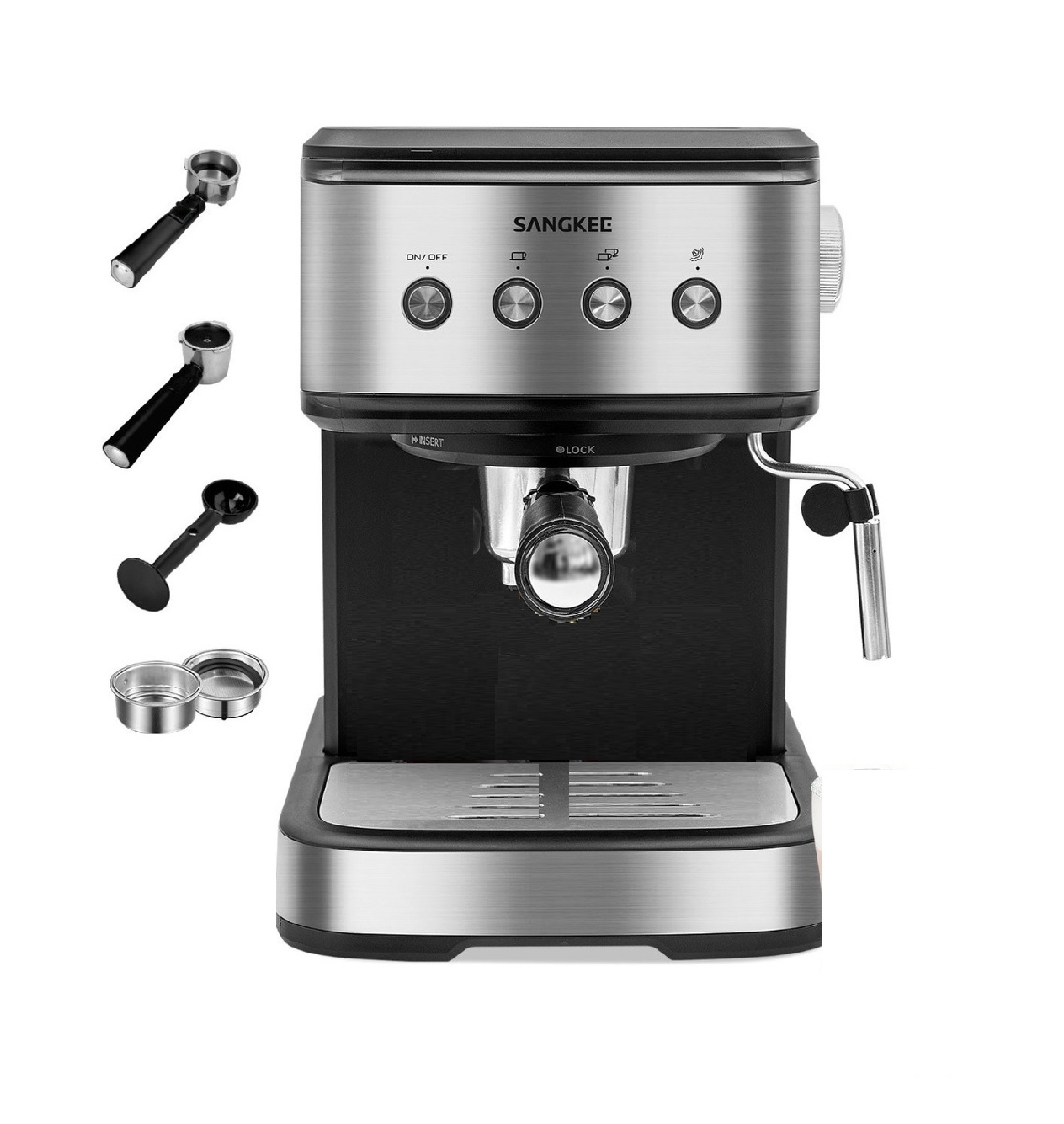 Cafetera Espresso Capuchino Sangkee CAF-021-1606 color Negro Cápsulas