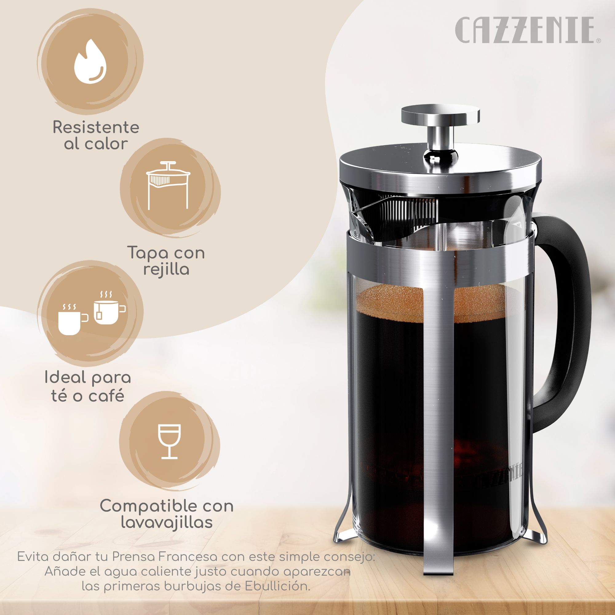 Foto 2 | Prensa Francesa Cazzenie para Café y Té 600 ml