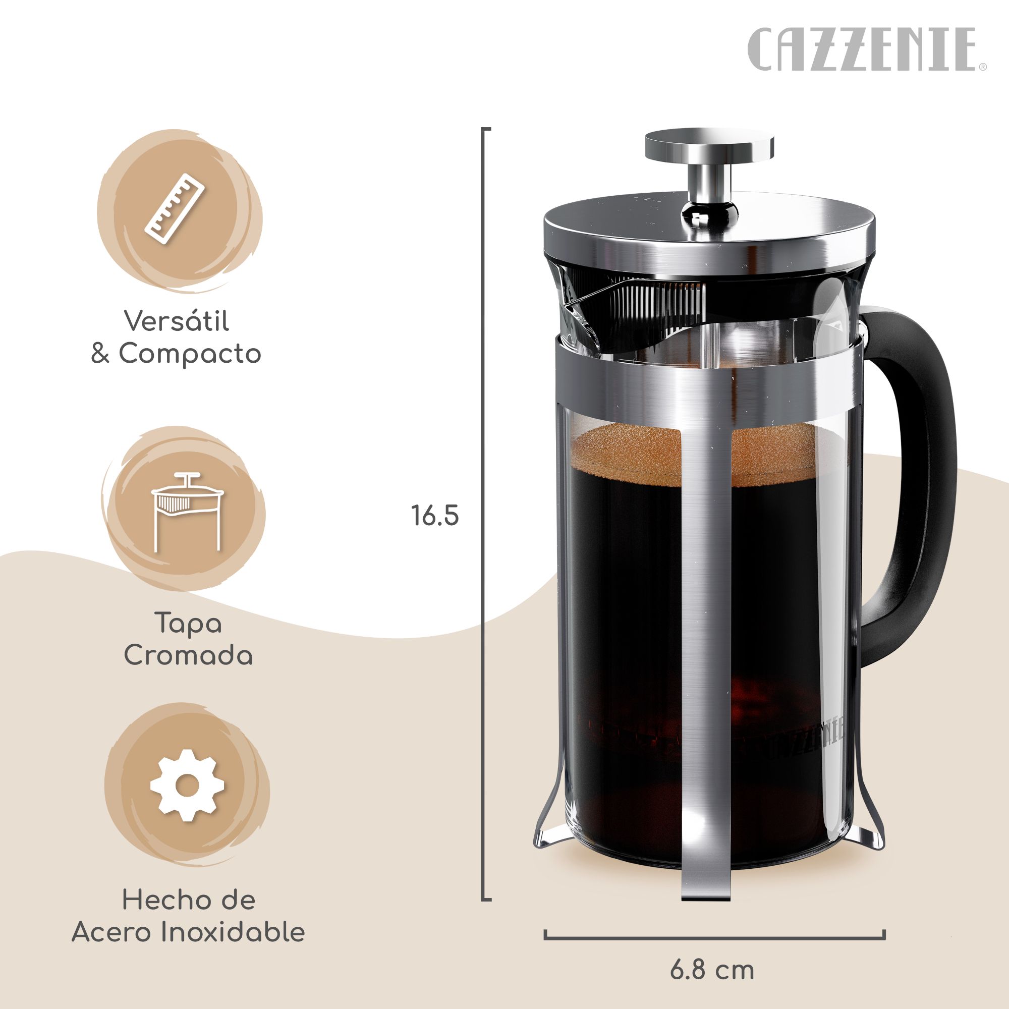 Foto 3 | Prensa Francesa Cazzenie para Café y Té 600 ml