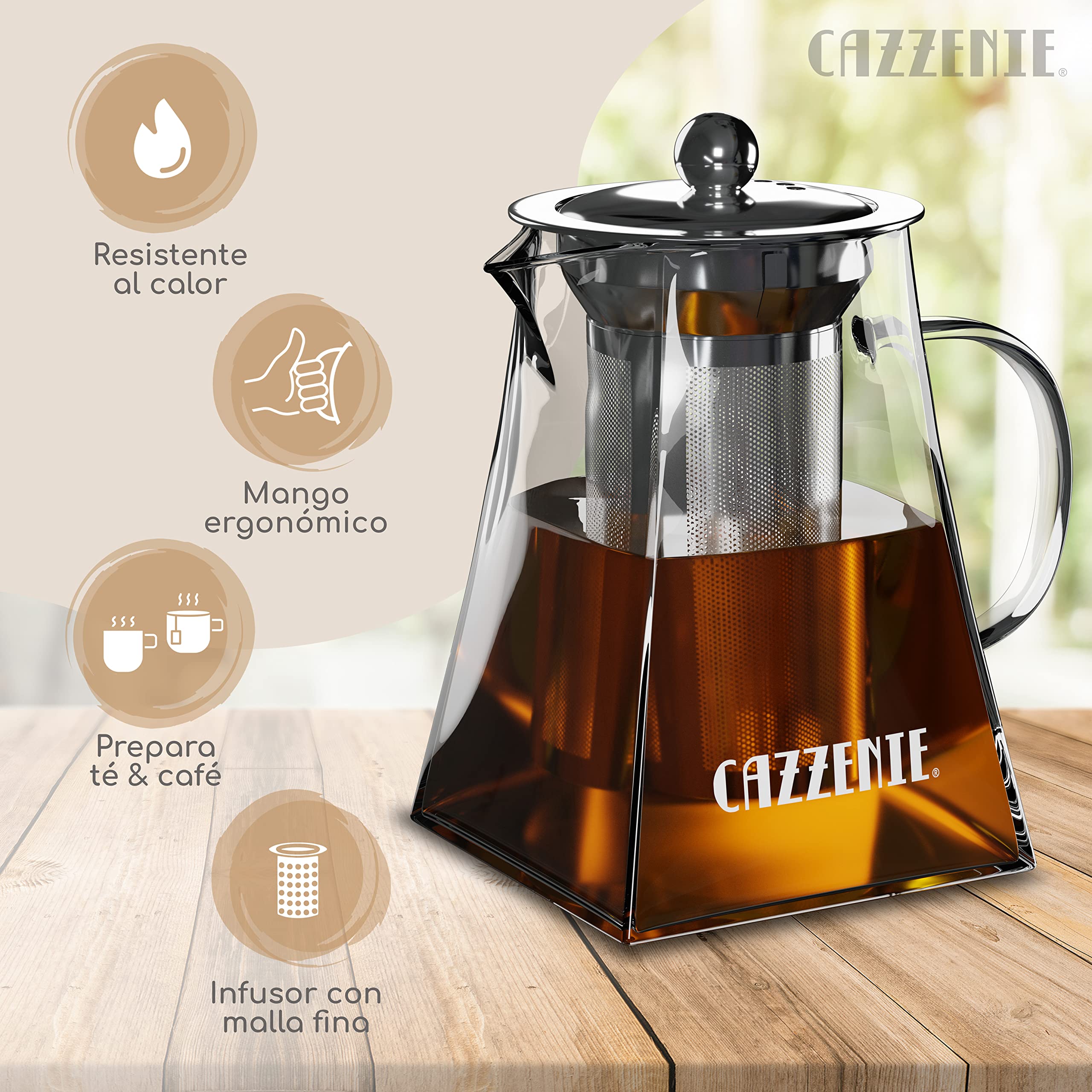 Foto 3 pulgar | Tetera Con Infusor Amplio De 750ml Cazzenie