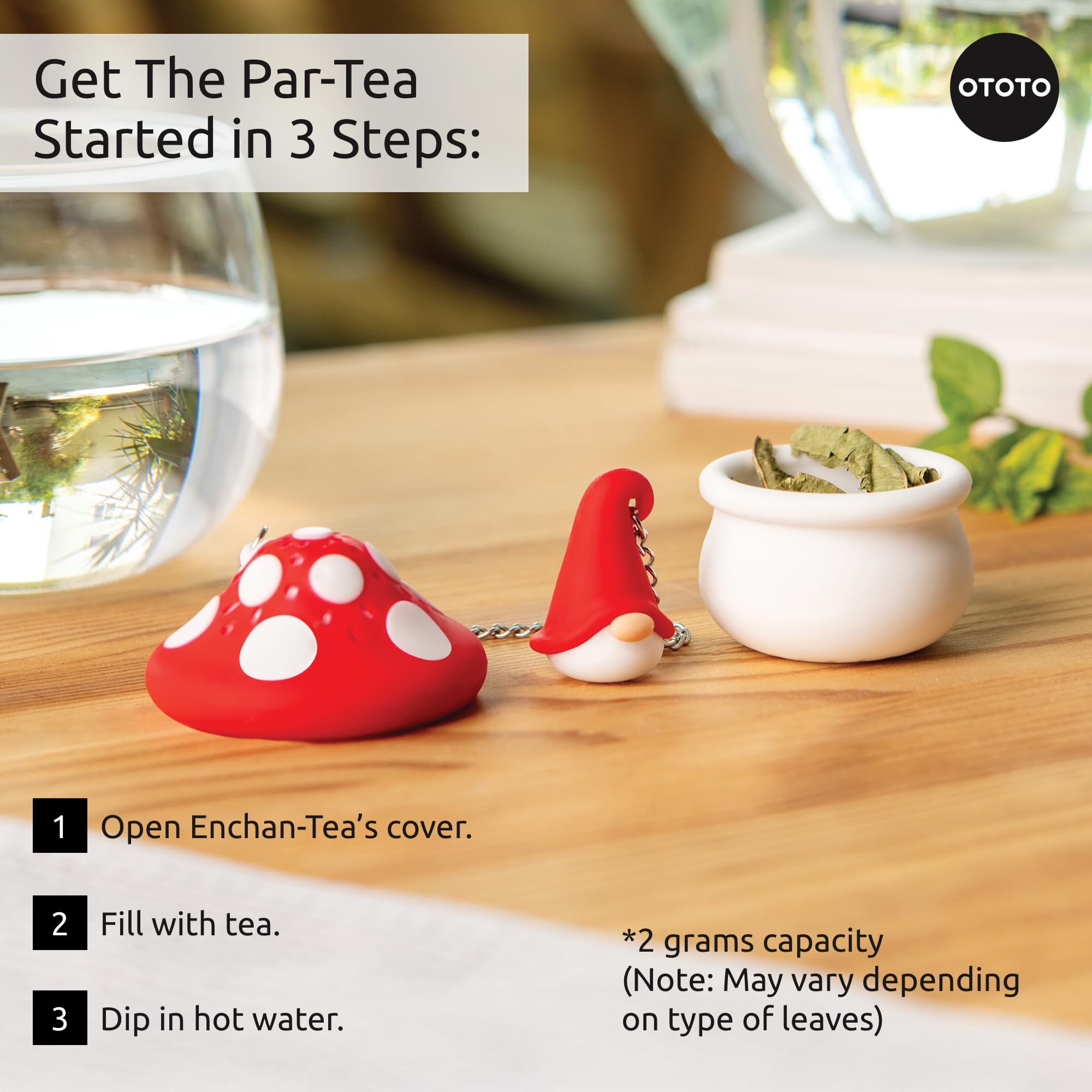 Foto 7 pulgar | Infusor De Té Ototo Enchan-tea Gnome  Colador De Silicona - Venta Internacional.