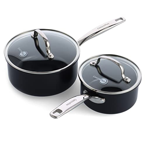 Venta Internacional - Set de Sartenes GreenPan Midnight Antiadherentes Sin PFAS Horno y Lavavajillas Negro