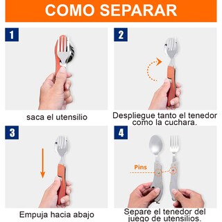 Foto 4 | Cubiertos Plegables Para Camping Tactiles 4en1 En Acero Inoxidable Tenedor, Cuchillo, Cuchara, Abrebotellas Con Estuche