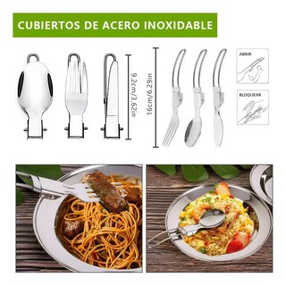 Foto 2 | Utensilios De Cocina Para Camping Juego De Vajilla Portátil Eo Safe Imports Esi-13854 Gris