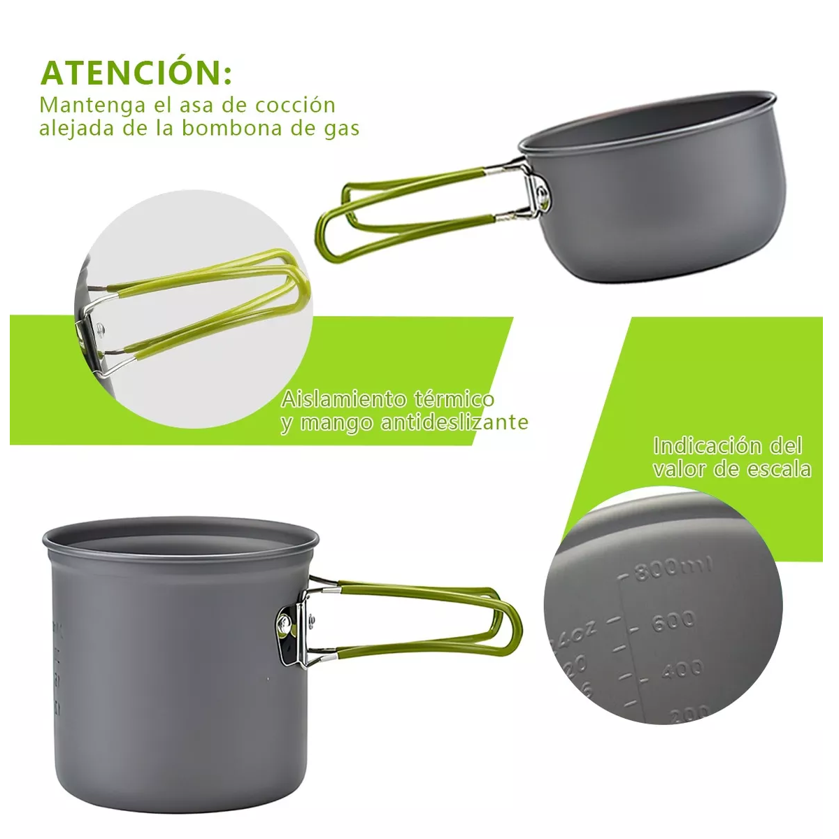 Foto 5 pulgar | Utensilios De Cocina Para Camping Juego De Vajilla Portátil Eo Safe Imports Esi-13854 Gris