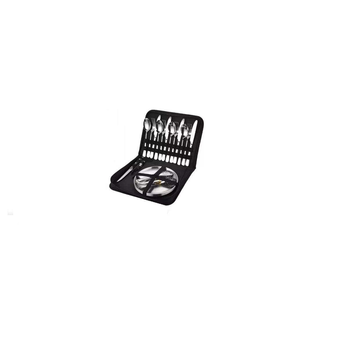 Juego De Cubiertos Camping Picnic Con Platos Portátil 20pzs Eo Safe Imports Esi-16865 Multicolor