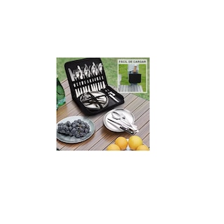 Foto 3 | Juego De Cubiertos Camping Picnic Con Platos Portátil 20pzs Eo Safe Imports Esi-16865 Multicolor