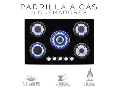 Foto 2 | Parrillas de Gas 5 Quemadores Basitex Negro