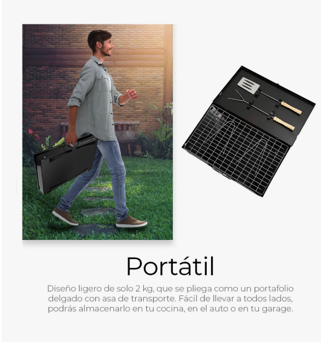Foto 4 pulgar | Parrilla Asador Plegable Con Accesorios Camping Portátil Pro Color Negro