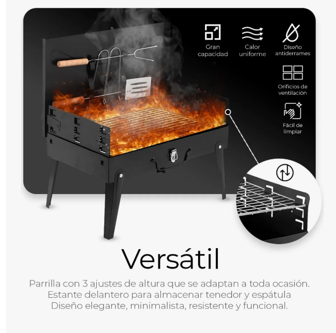 Foto 6 pulgar | Parrilla Asador Plegable Con Accesorios Camping Portátil Pro Color Negro