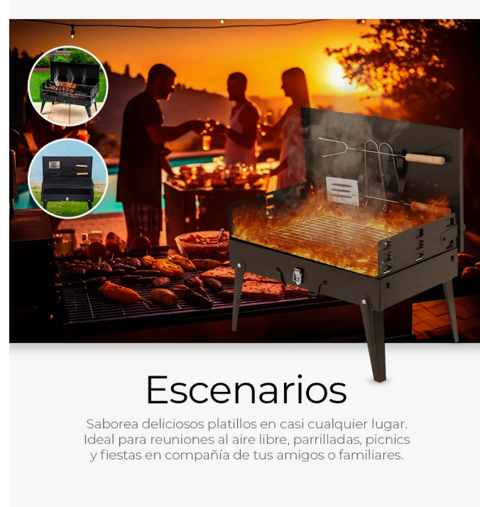 Foto 6 | Parrilla Asador Plegable Con Accesorios Camping Portátil Pro Color Negro