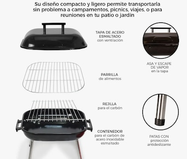 Foto 3 | Asador Parrilla Bbq Carbón Grill Ligero Portátil Cocina