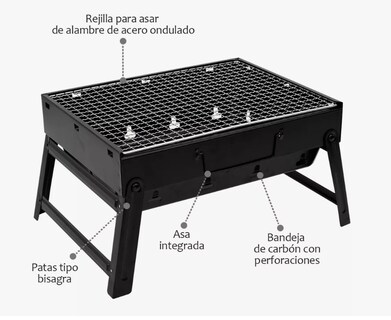 Foto 3 | Asador Parrilla Carbón Grill Cocina Bbq Portátil Cocina